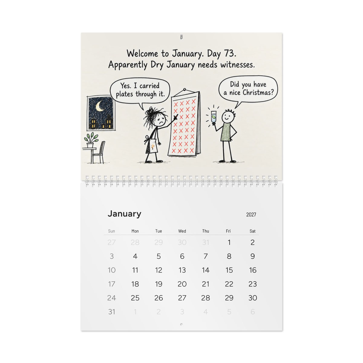 2027 Funny Hospitality Wall Calendar | Sarcastic Restaurant Staff Gift