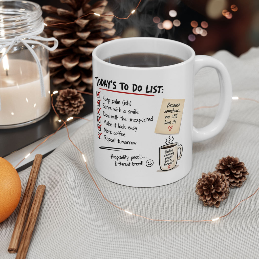Hospitality Stress Served Fresh Daily Mug | Funny Waitress & Staff Gift