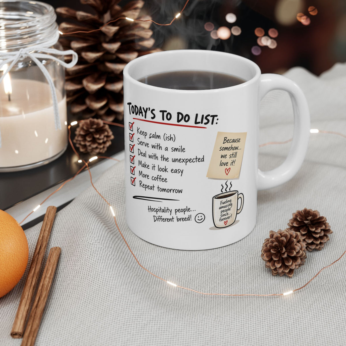 Hospitality Stress Served Fresh Daily Mug | Funny Waitress & Staff Gift