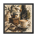Vintage Coffee Still Life Framed Print | Rustic Espresso Art Print