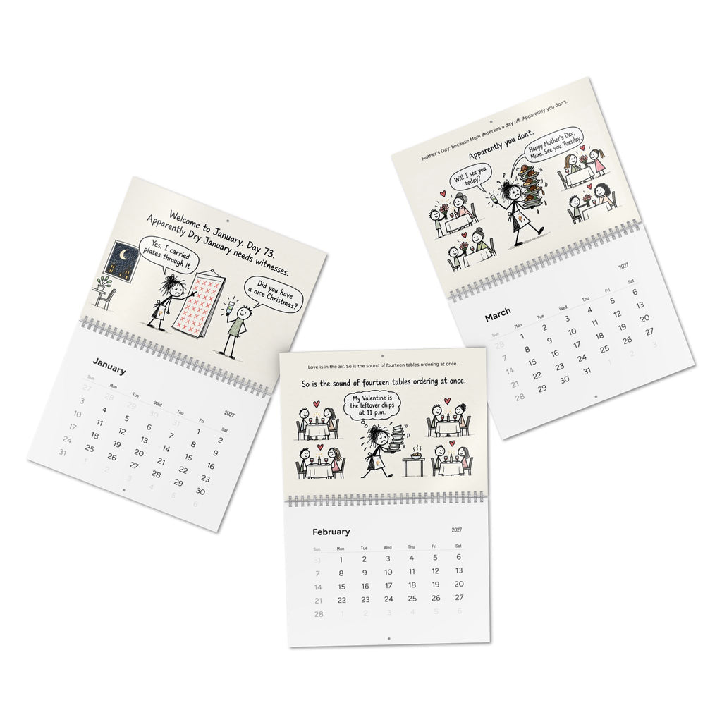2027 Funny Hospitality Wall Calendar | Sarcastic Restaurant Staff Gift
