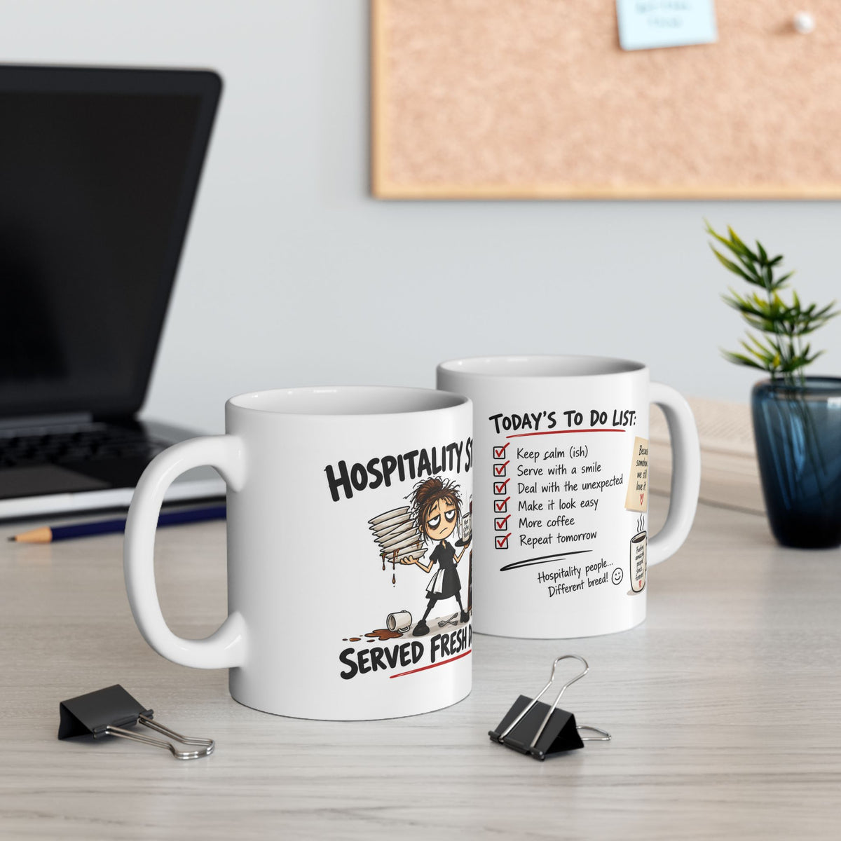 Hospitality Stress Served Fresh Daily Mug | Funny Waitress & Staff Gift