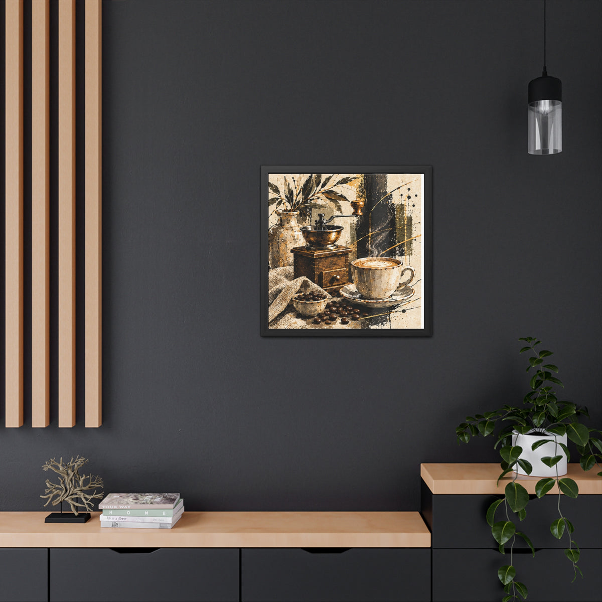 Vintage Coffee Still Life Framed Print | Rustic Espresso Art Print