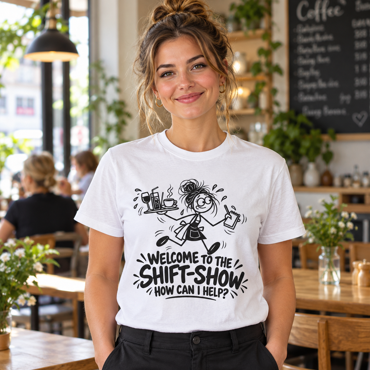 Welcome to the Shift-Show White T-Shirt | Funny Waitress & Hospitality Gift