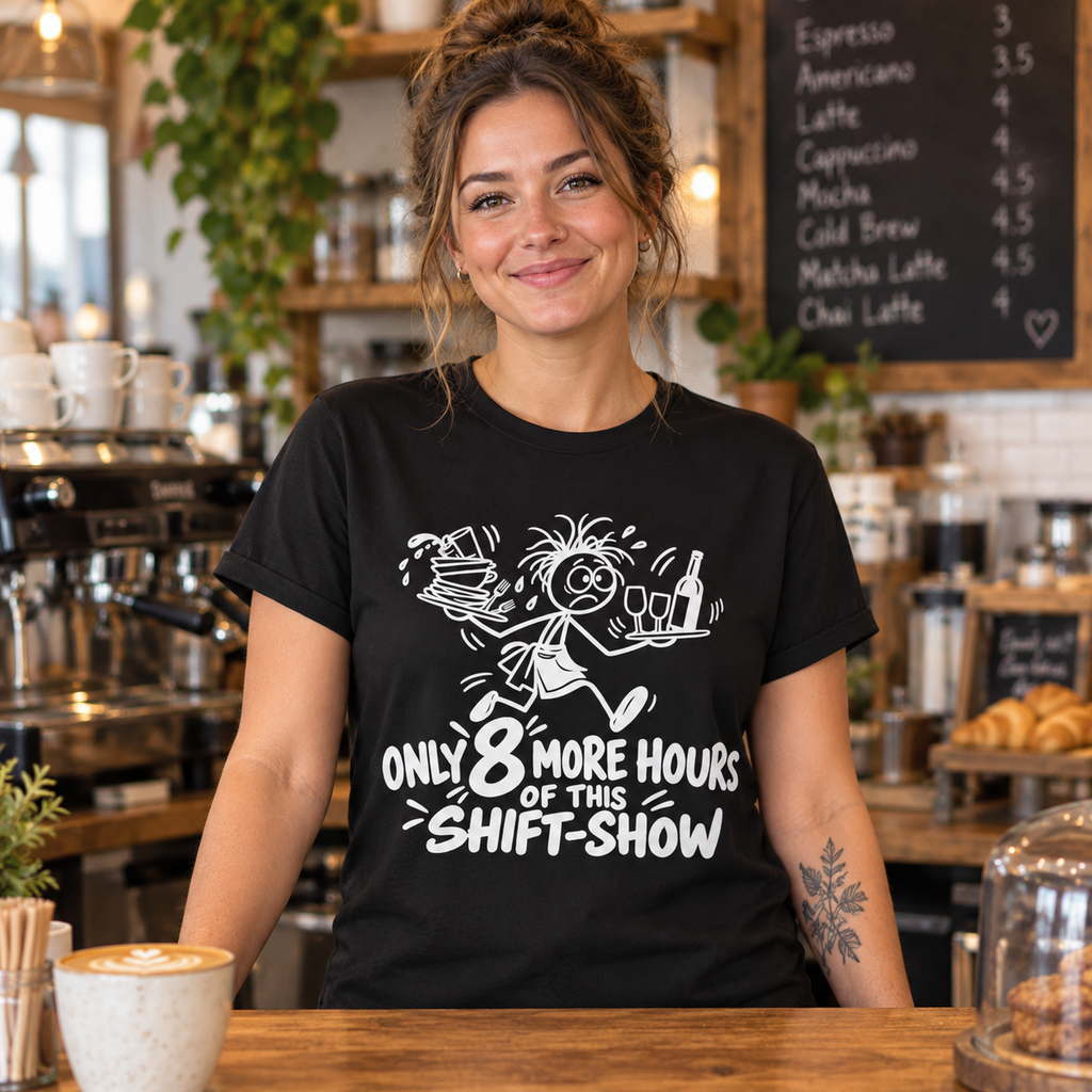 Only 8 More Hours of This Shift-Show T-Shirt | Funny Hospitality Staff Gift