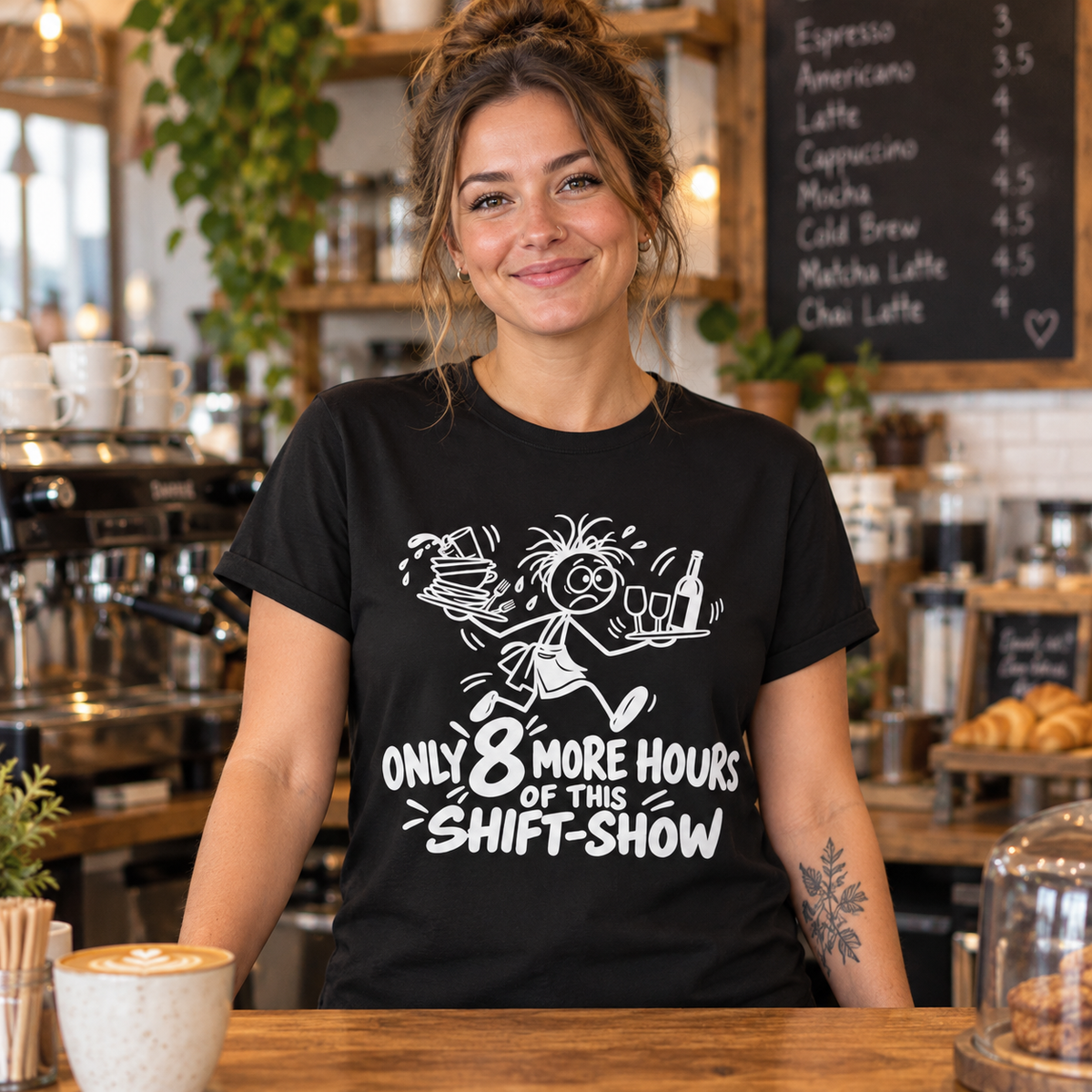 Only 8 More Hours of This Shift-Show T-Shirt | Funny Hospitality Staff Gift